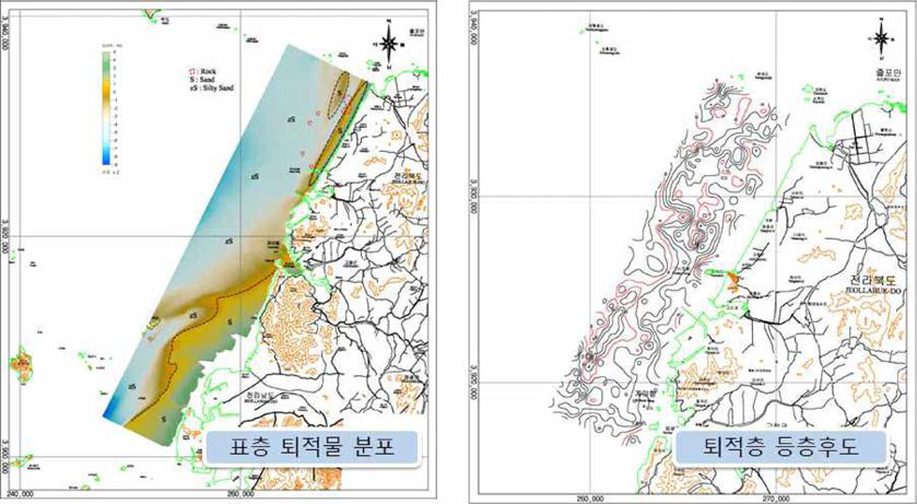 CHIRP 음향반사특성 분석에 의한 표층퇴적물 분포 및 탄성파 탐사 분석에 따른 연성퇴적층 등층후도