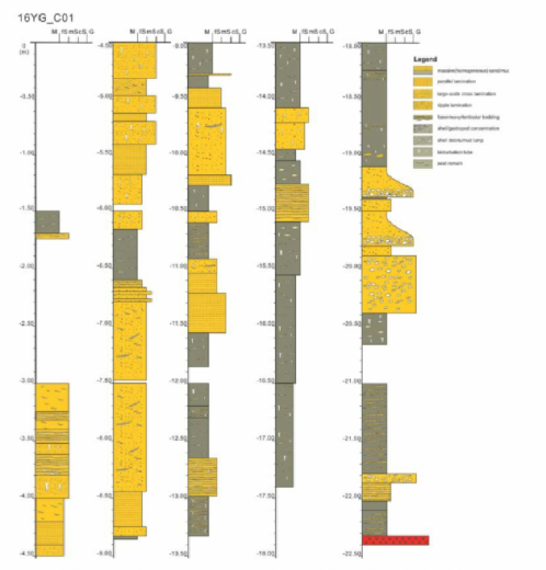 영광군 심부시추코어 16YG - C()1 의 퇴적상 분석 결과