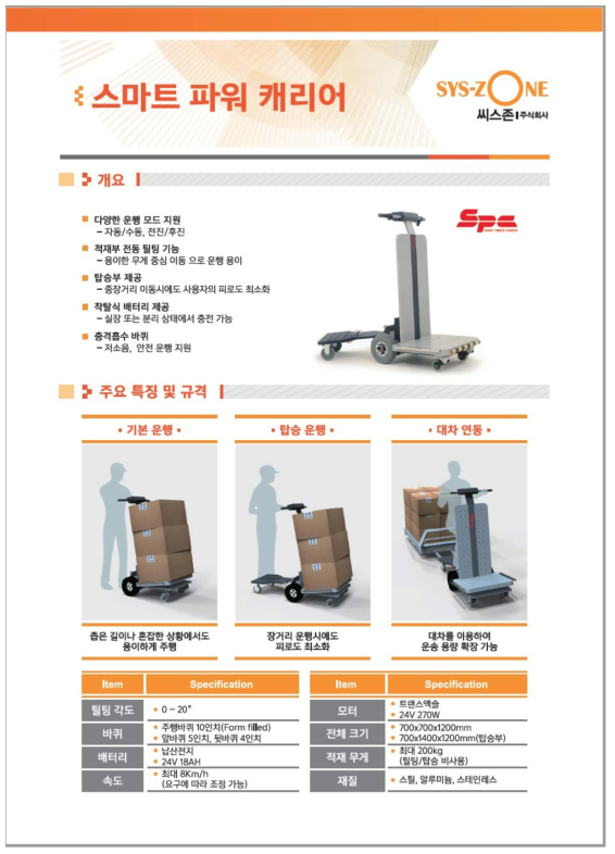 스마트 파워캐리어의 브로슈어