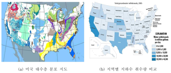 미국 대수층 분포 및 지하수 현황