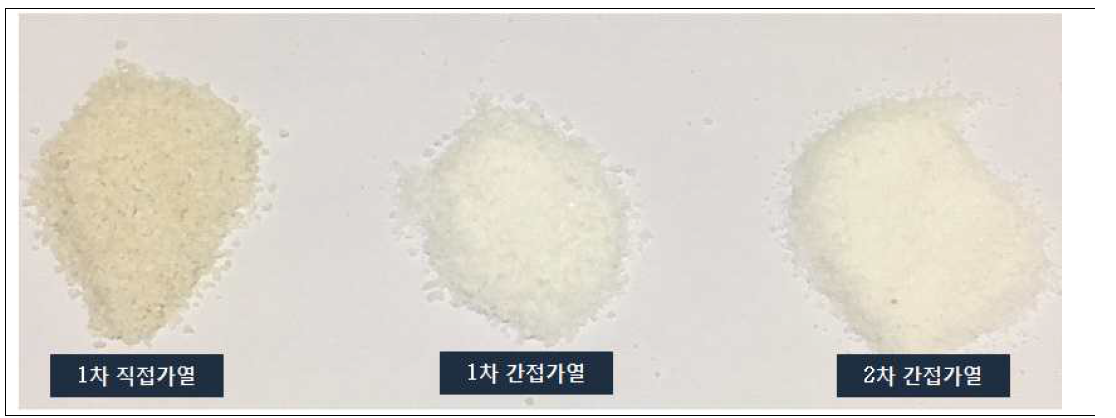 건조 방식에 소금의 색도 변화