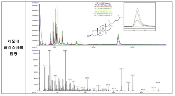 콜레스테롤 함량 검정을 위한 GC-MS 분석 결과