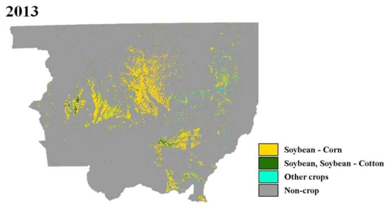 2013년 브라질 마토그로소 주의 작물 구분도 제작 결과