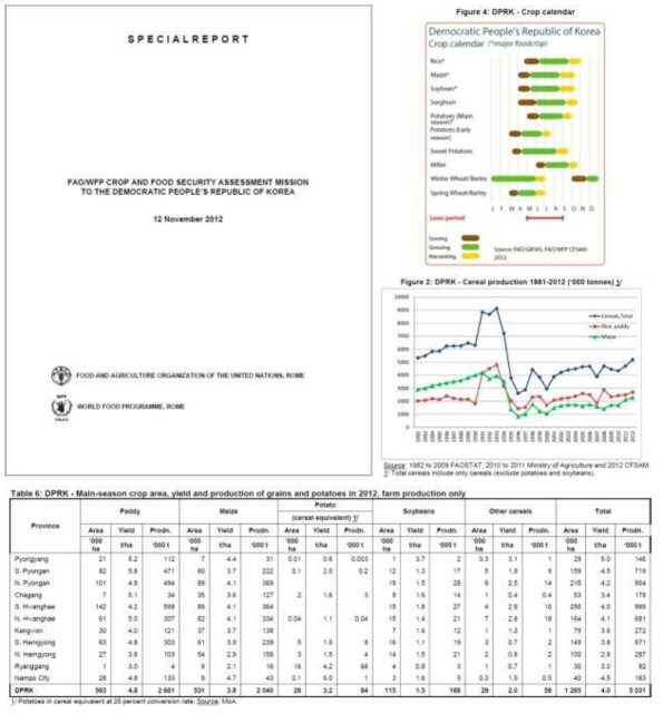 문헌자료 예시(FAO/WFP Special report, 2012)