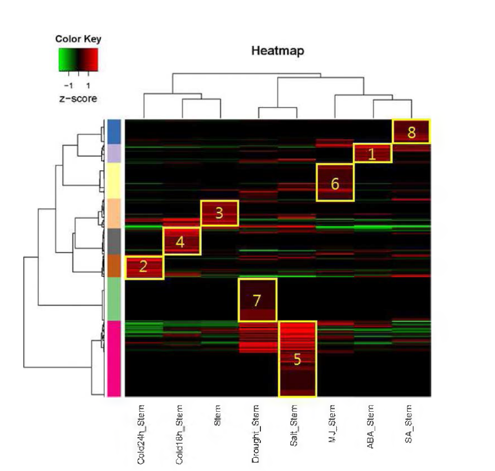 Stress specific gene set analysis of Stem by edgeR and clustering