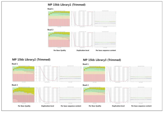 MP 15kb 라이브러리 염기서열 해독 QC 결과