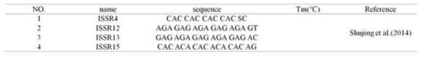 시험에서 사용한 ISSR 마커 정보