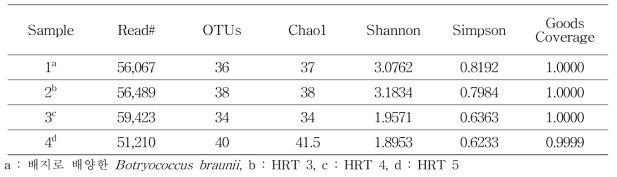 Comparison of the richness and diversity of the 16S rRNA gene library based on 97% similarity