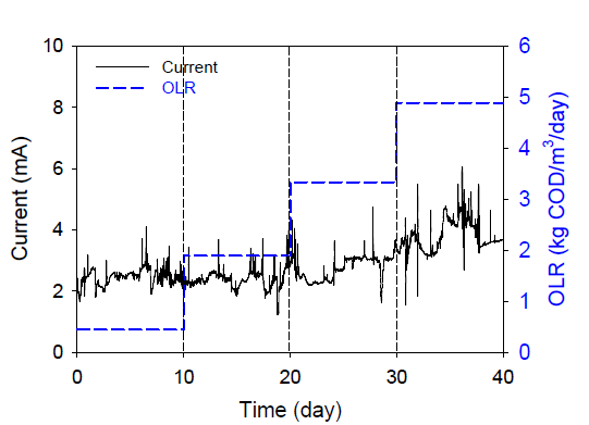 가축분뇨액을 이용한 유기물부하(OLR) 변화에 따른 전류발생