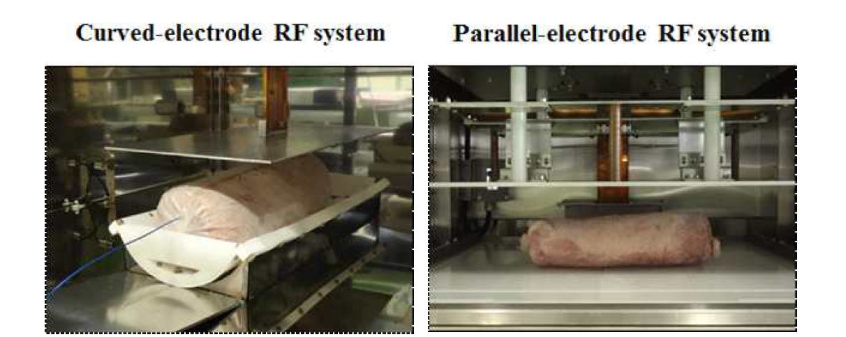 개발된 curved-electrode RF system과 parallel-plate RF tempering system
