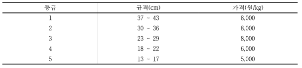 아스파라거스 규격별 단가