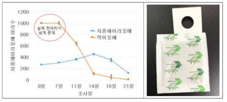 지중해이리응애 소형팩 장기저장시 팩내 밀도 변화