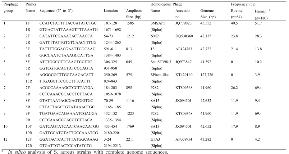 Primer sets for PCR and sequencing of terminase (large subunit) genes