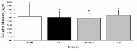 Effect of sausage containing lactic acid bacteria on spleen cell number in ICR mice