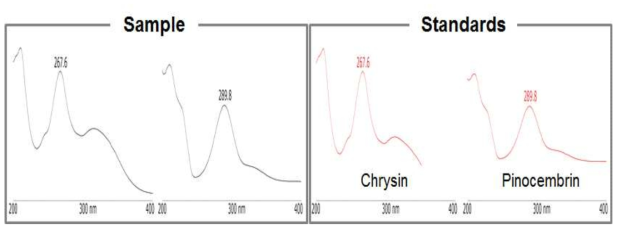Specificity of chrysin and pinocembrim in Korean propolis