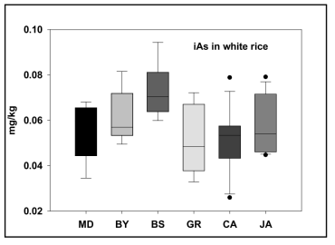 Inorganic arsenic content in white rice harvested from closed metal mining area (mg/kg)