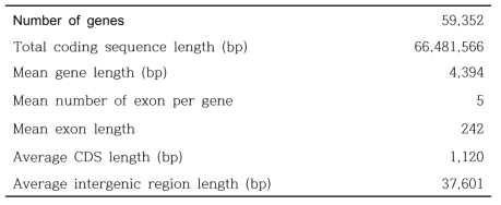 인삼 유전체 초안서열에서 예측된 유전자 정보