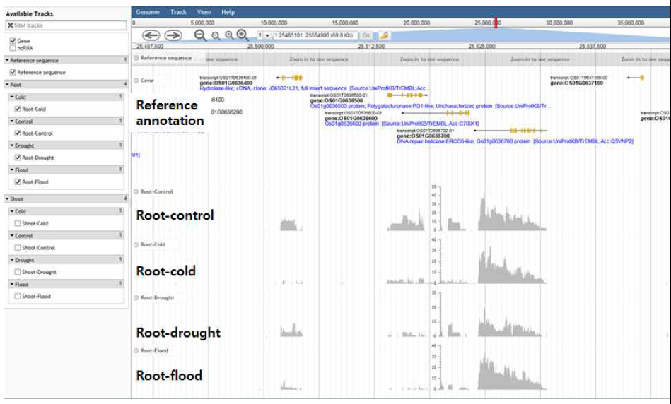 J-Browse with reference annotation and abiotic stress treated RNAseq data