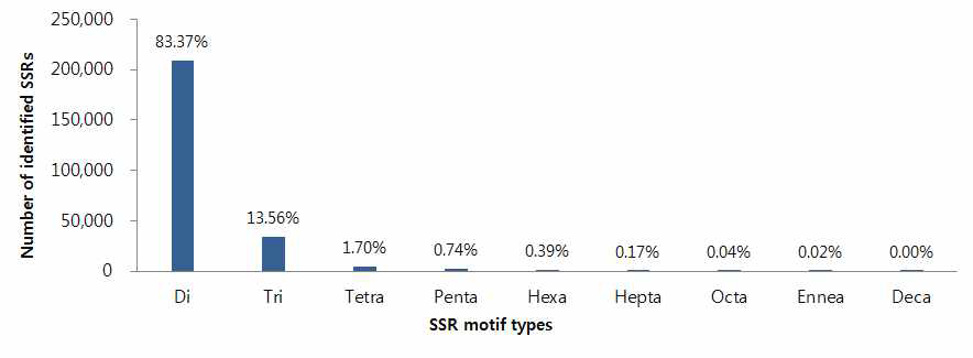 더덕 SSR motif 별 분석 그래프