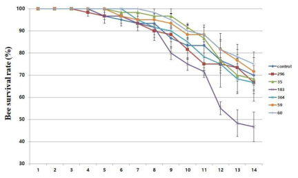 1%의 추출물에 대한 꿀벌 안전성