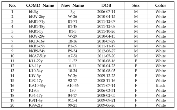 Resequencing data를 확보한 핵돈군