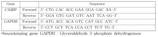 돼지 C1QBP 유전자의 RT-PCR에 사용된 primer set