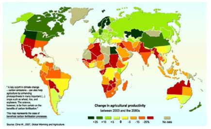 기후 변화에 따른 경작지의 축소(Global Warming and Agriculture, 2007)