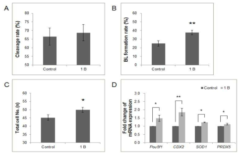 Effect of β-cryptoxanthin treatment on relative mRNA expression of RARG and RXRA. RARG and RXRA expression in cumulus cells (A) and oocytes (B) according to the maturation stage. GAPDH was used as an internal standard