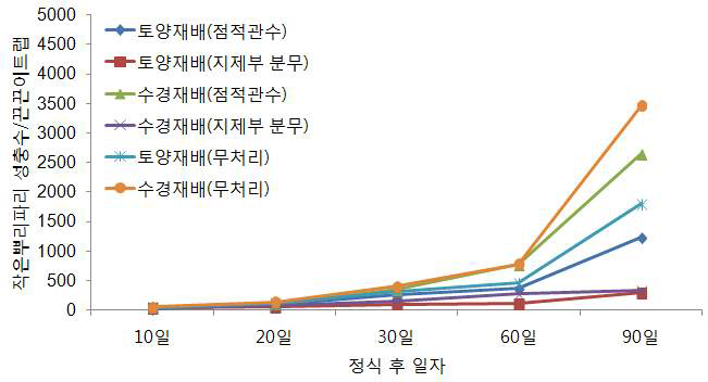 토마토에서 약제의 처리방법에 따른 작은뿌리파리의 밀도억제 효과