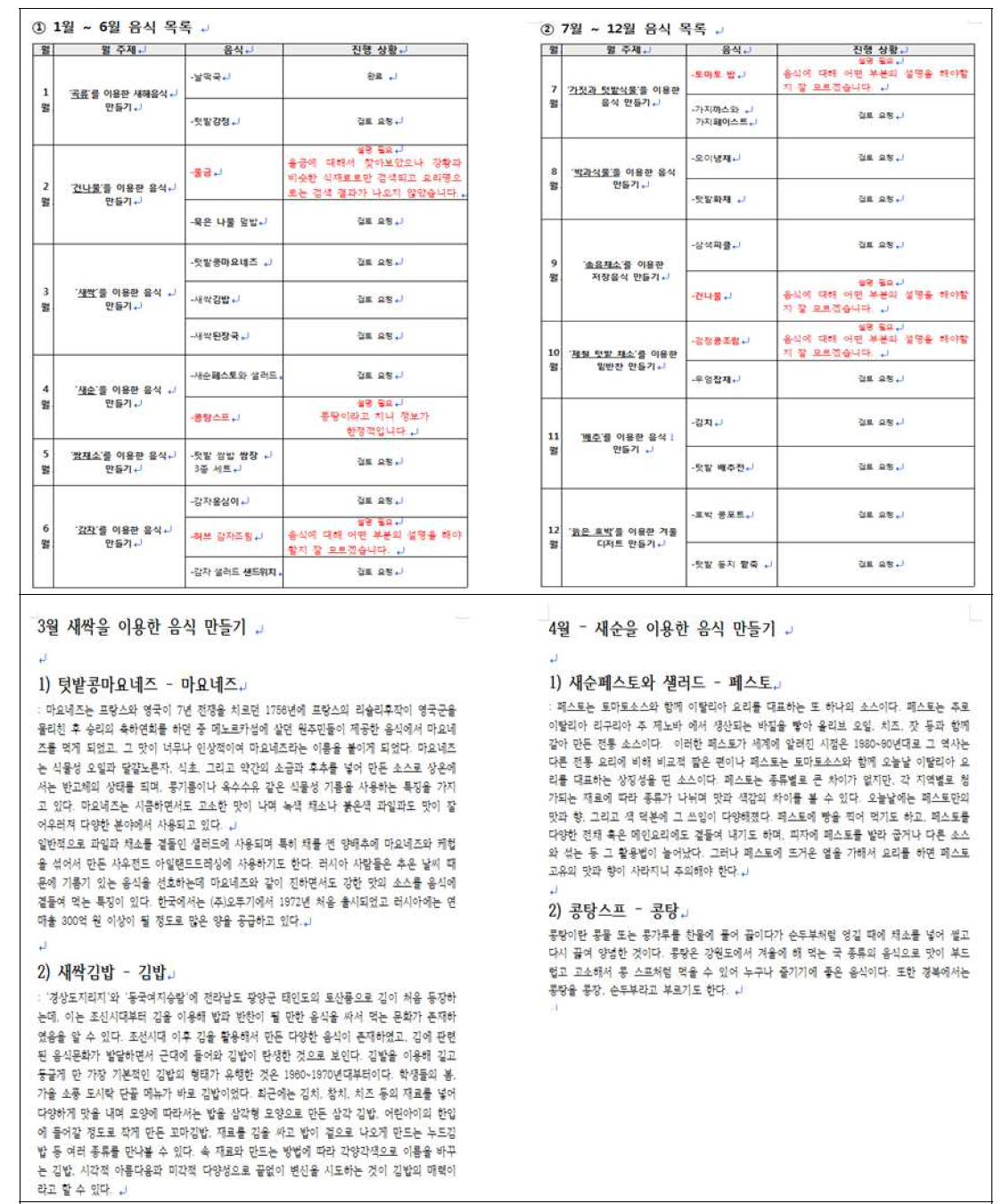 팜투테이블 녹색 식생활 교육 콘텐츠 보완내용 : 음식이야기