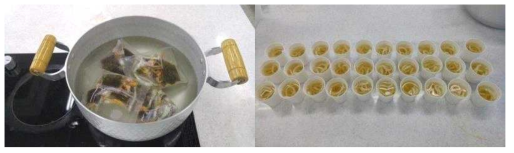 Making of stock and preparation of cooked noodle