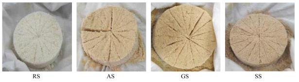 Form of Seolgi prepared with potato flours obtained from different cultivars