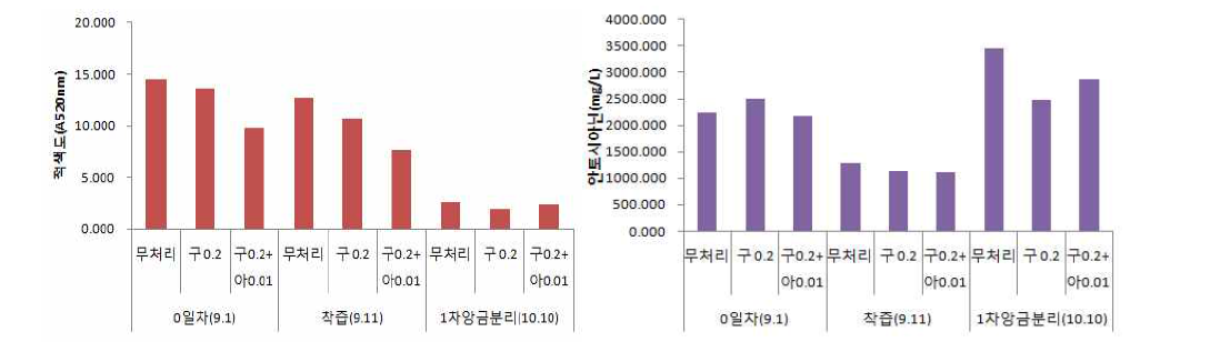 현장적용-오디 와인의 적색도 및 안토시아닌 함량