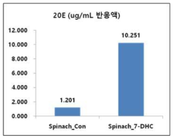 시금치 단백질 추출물을 이용하여 재조합단백질의 20E 생합성능 검증조건을 확인하여 본 결과