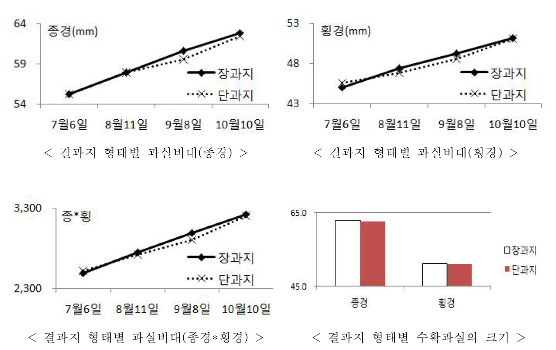 결과지 형태별 과실 비대 상황(2016년)