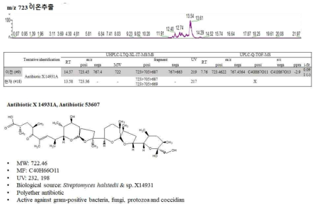 방선균추출물 8519GE로부터 Antibiotic X14931A의 분리 동정