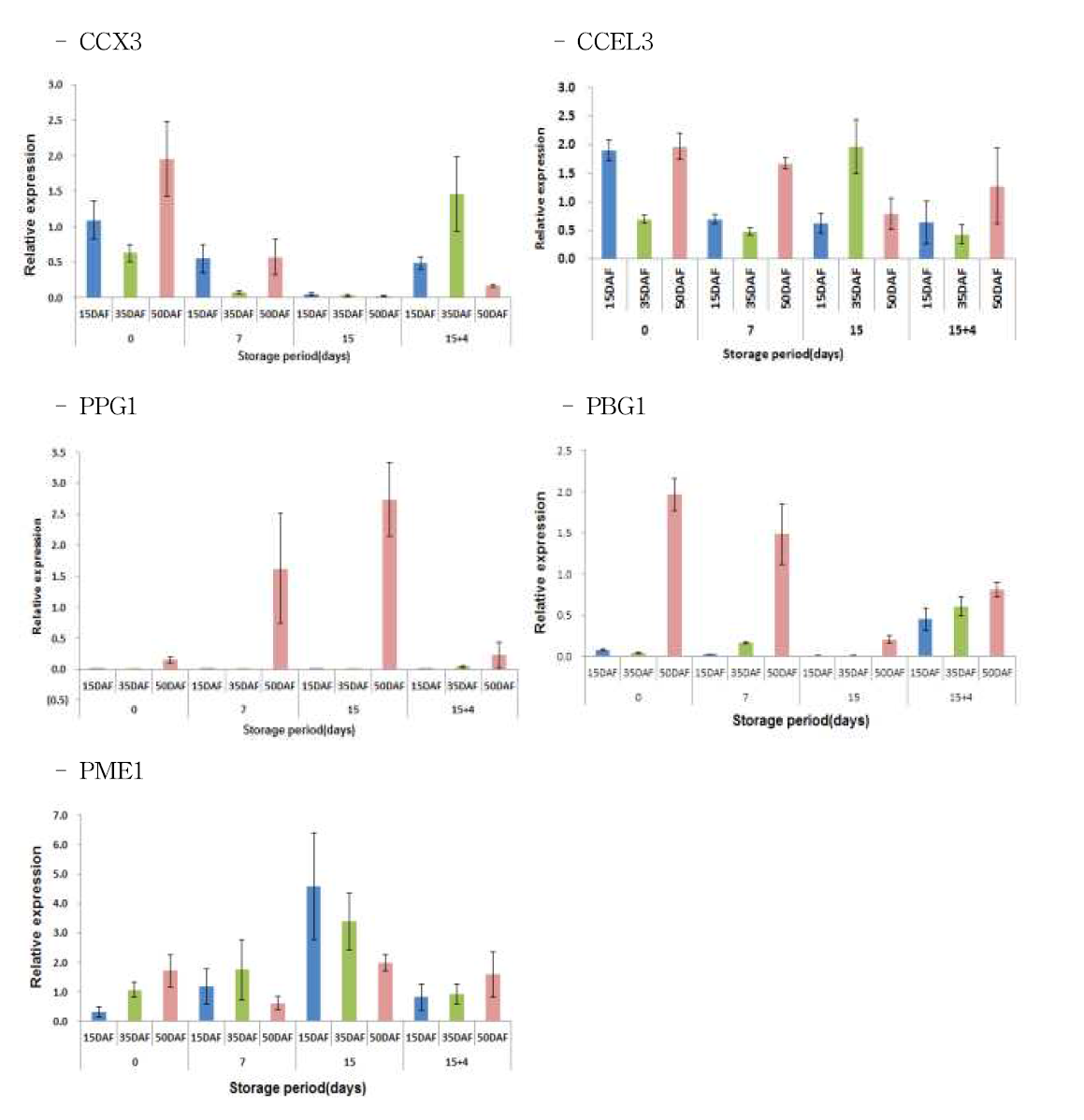 고추 개화 후 수확시기별 저장 기간 동안 세포벽 관련 유전자의 발현분석
