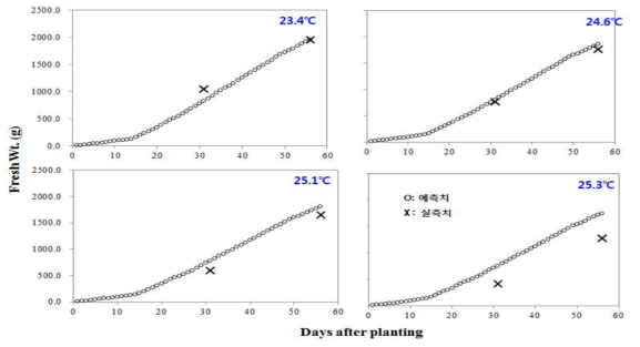 온도구배하우스 내 기온자료를 근거로 배추 생산량 예측 및 비교