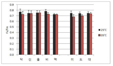 재배품종 및 대목의 엽록소 형광 반응