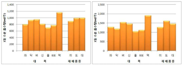 대목 및 재배품종의 수경재배시 양액 흡수 특성