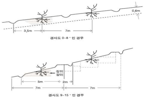 경사도별 과수원 조성 방법