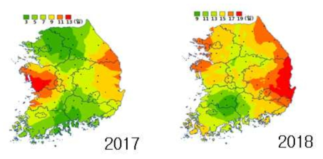 시나리오 대상 가뭄 위험성 지표에 따른 지도구축