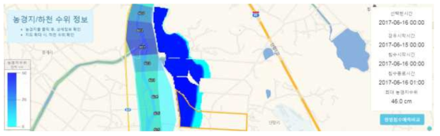농경지 침수 모의 결과 Mapping