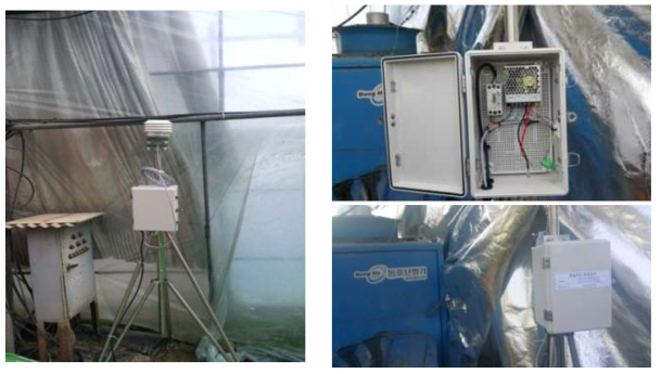 Air quality transmitter installed near the heating system in greenhouse