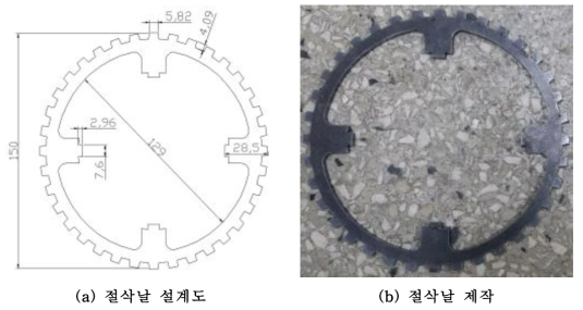 절삭날 설계도 및 제작 모습