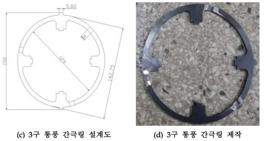 통풍 간극링 설계도 및 제작 모습