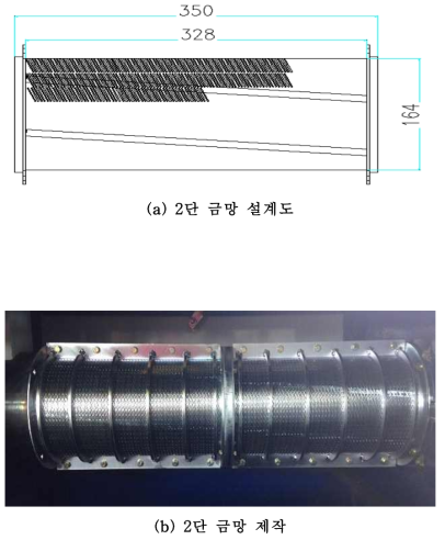 2단 금망 설계도 및 제작 모습