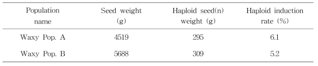 Haploid induction rate for waxy corn heterotic populations