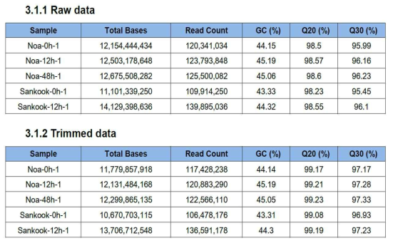 국화흰녹병균 접종 후 감수성 저항성 품종에 대한 RNA seq