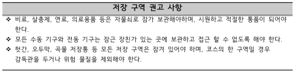 저장 구역 권고 사항